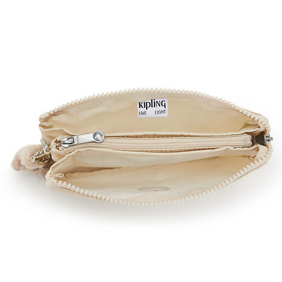 Kipling Creativity Large Metallic Pouches Beige | ZXUAN8571