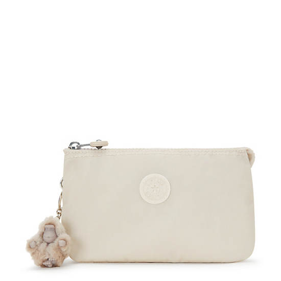 Kipling Creativity Large Metallic Pouches Beige | ZXUAN8571