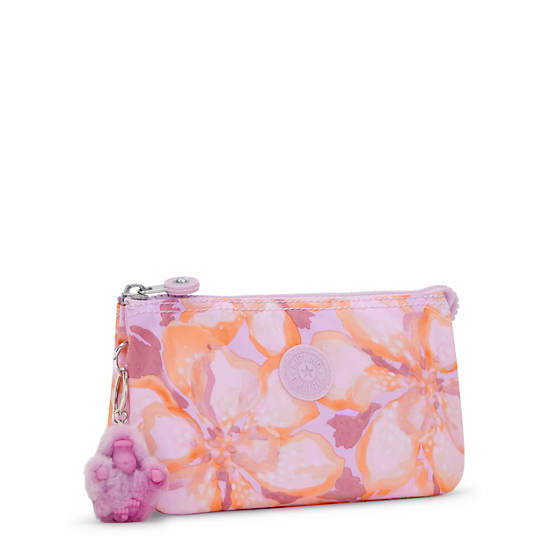 Kipling Creativity Large Printed Pouches Pink / Yellow | KPYEW5829