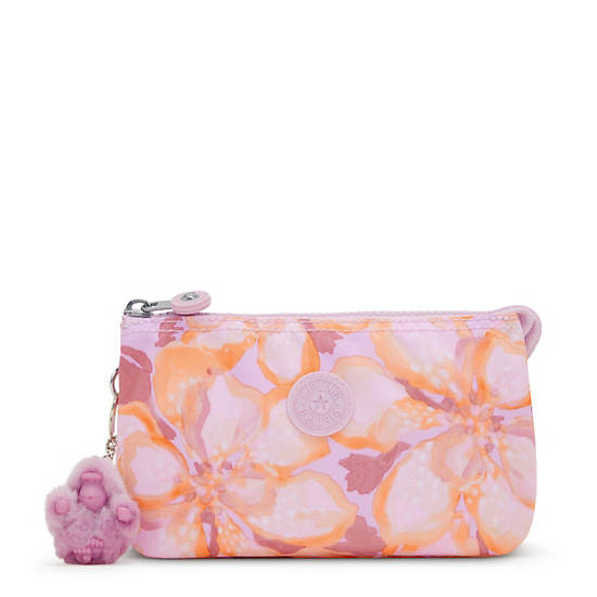 Kipling Creativity Large Printed Pouches Pink / Yellow | KPYEW5829