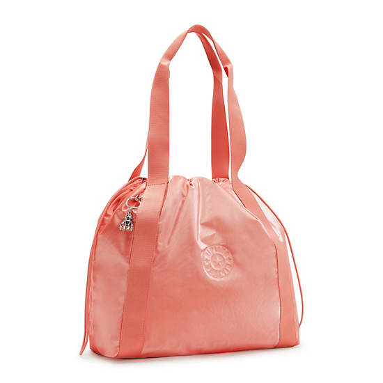 Kipling Elmar Metallic Drawstring Tote Bags Coral | NBUAC3154