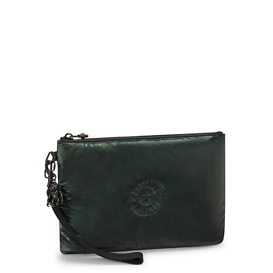 Kipling Fancy Metallic Puff Wristlet Wallets Deep / Green | FILDE2315