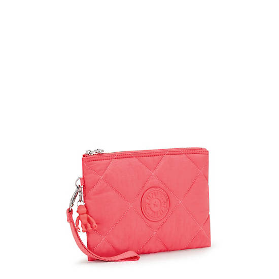 Kipling Fancy Quilted Wristlet Wallets Pink | WTQLE8627