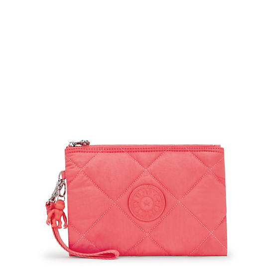 Kipling Fancy Quilted Wristlet Wallets Pink | WTQLE8627