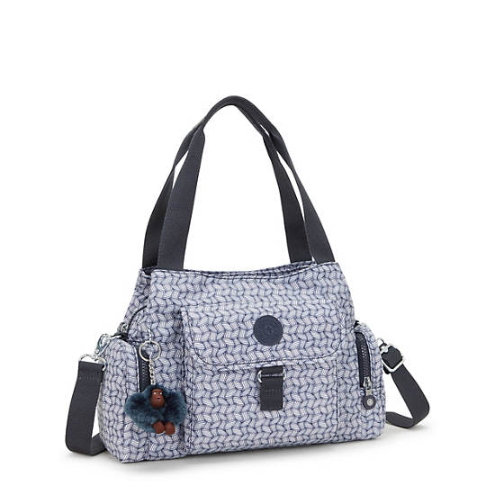 Kipling Felix Large Printed Handbag Grey / White / Black | FZCTM8671