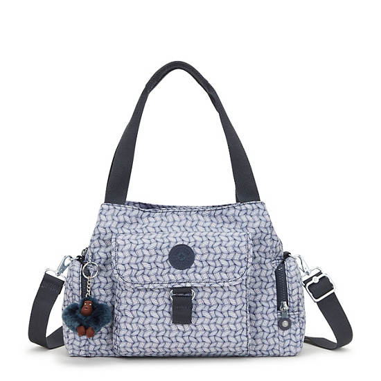 Kipling Felix Large Printed Handbag Grey / White / Black | FZCTM8671