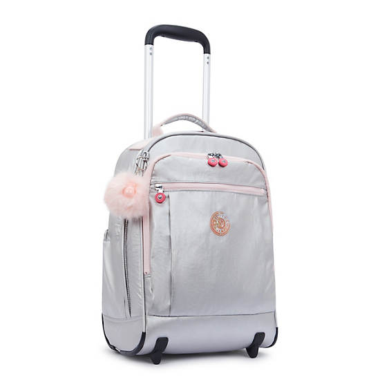 Kipling Gaze Large Metallic Rolling Backpack Silver / Metal | SHMKQ7196