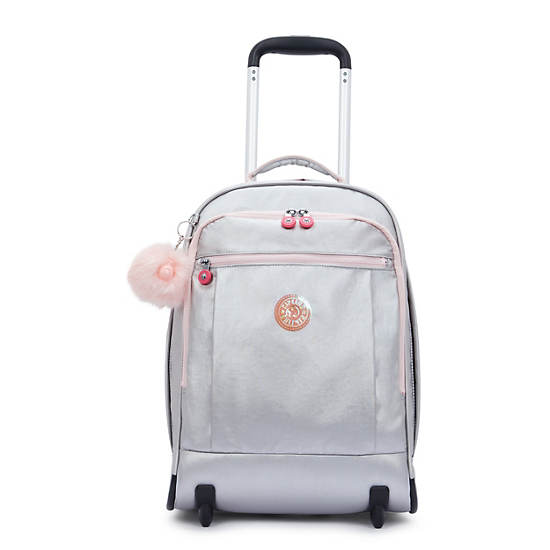 Kipling Gaze Large Metallic Rolling Backpack Silver / Metal | SHMKQ7196