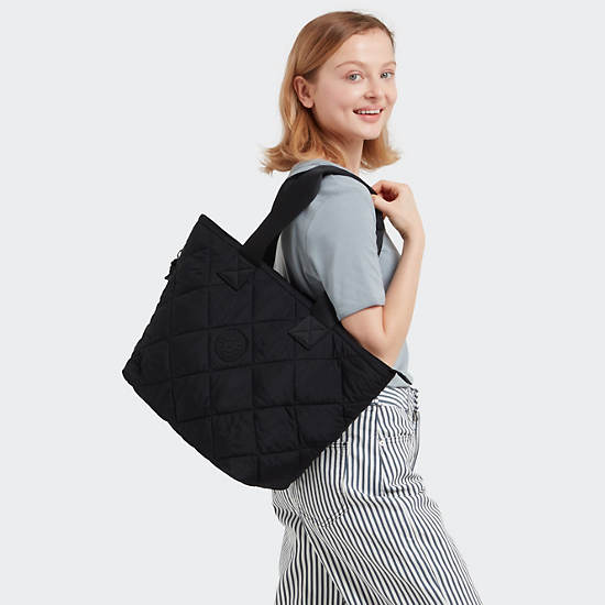 Kipling Irica Quilted Tote Bags Black | ZYJAI4029