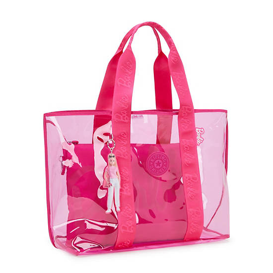 Kipling Jacey Extra Large Clear Barbie Tote Bags Pink | MUYSR1460