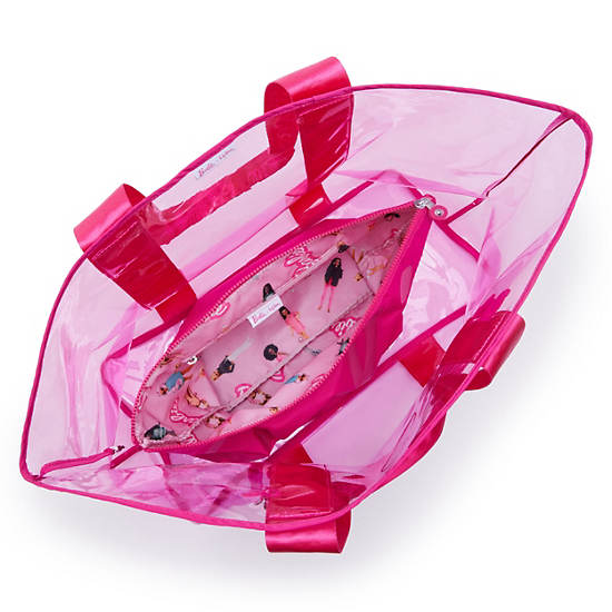 Kipling Jacey Extra Large Clear Barbie Tote Bags Pink | MUYSR1460