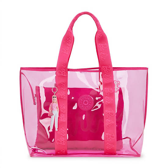 Kipling Jacey Extra Large Clear Barbie Tote Bags Pink | MUYSR1460