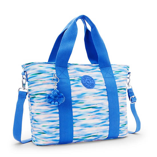 Kipling Minta Large Printed Shoulder Bags Blue | ISNWL8102