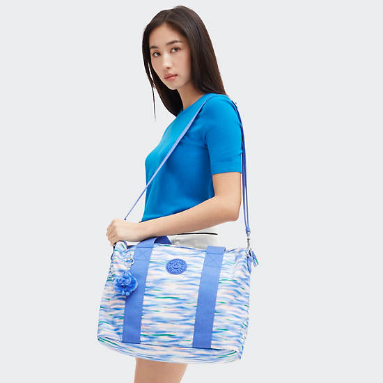 Kipling Minta Large Printed Shoulder Bags Blue | ISNWL8102