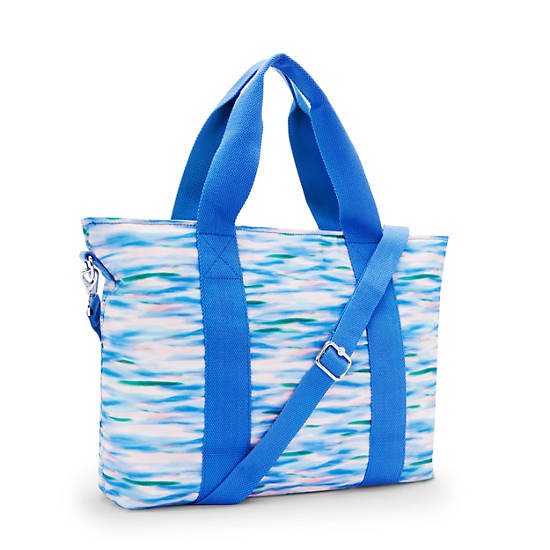 Kipling Minta Large Printed Shoulder Bags Blue | ISNWL8102