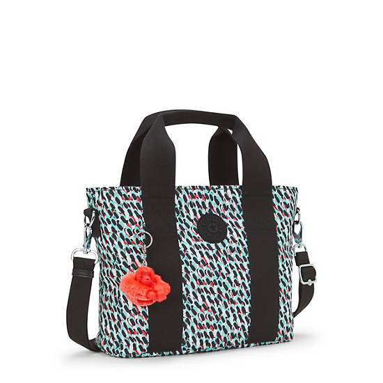 Kipling Minta Medium Printed Tote Bags Black / Multicolor | RFCWB8715