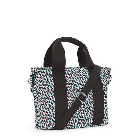 Kipling Minta Medium Printed Tote Bags Black / Multicolor | RFCWB8715