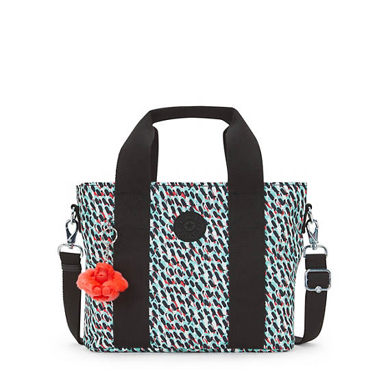 Kipling Minta Medium Printed Tote Bags Black / Multicolor | RFCWB8715