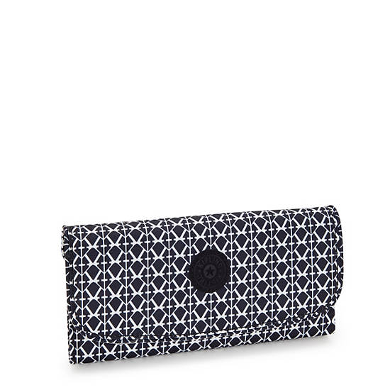 Kipling Money Land Printed Snap Wallets Black / White | EVORD3972