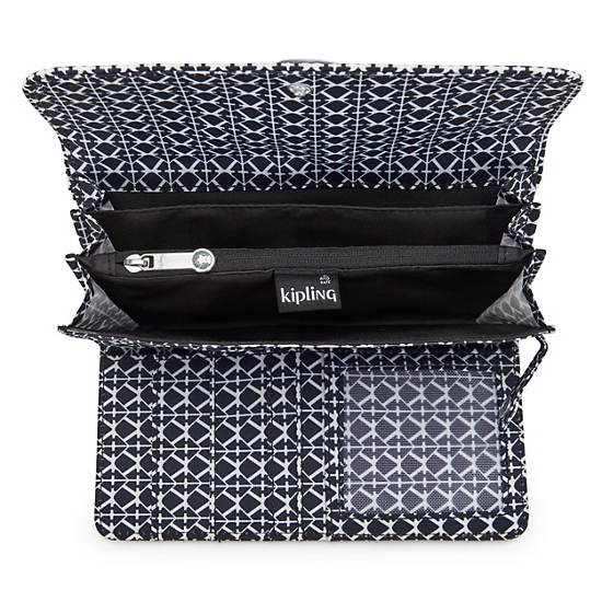 Kipling Money Land Printed Snap Wallets Black / White | EVORD3972