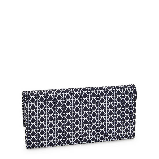 Kipling Money Land Printed Snap Wallets Black / White | EVORD3972