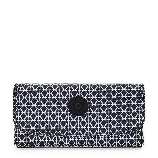 Kipling Money Land Printed Snap Wallets Black / White | EVORD3972