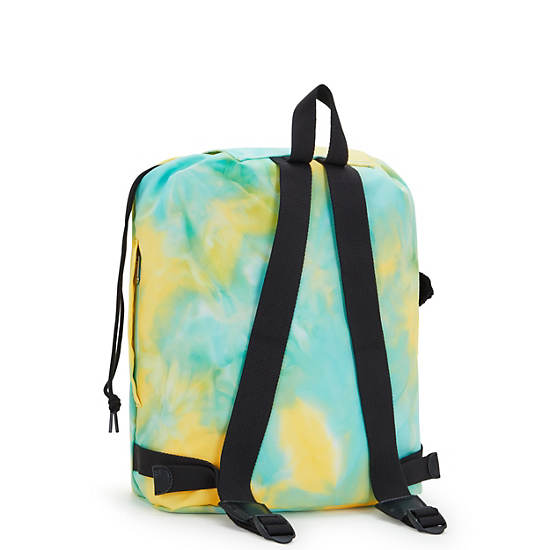 Kipling New Fundamental Large Printed Backpack Yellow / Green | WRIFD5623