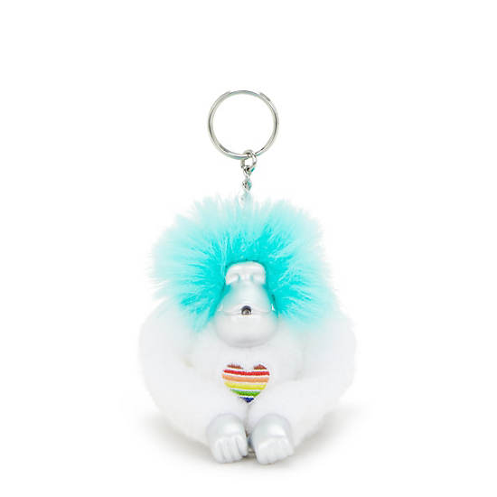 Kipling Pride Monkey Keychains White / Green | AUPZQ3602