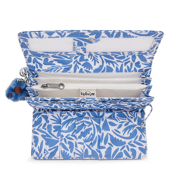 Kipling Rubi Large Printed Wristlet Wallets Blue / White | QRBPN8507