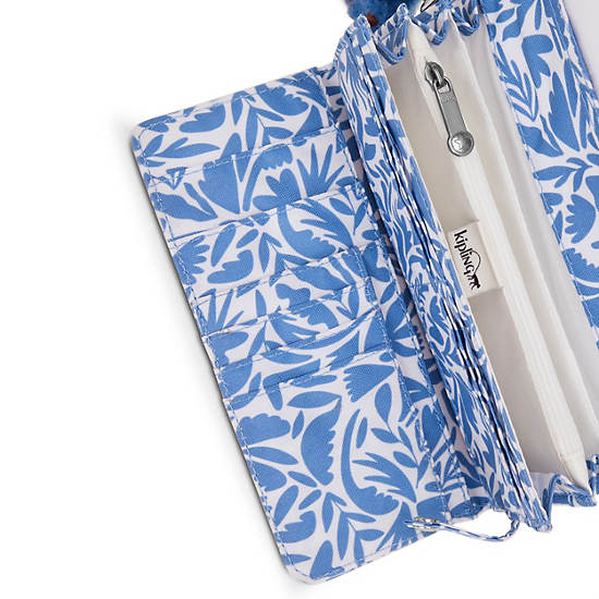 Kipling Rubi Large Printed Wristlet Wallets Blue / White | QRBPN8507