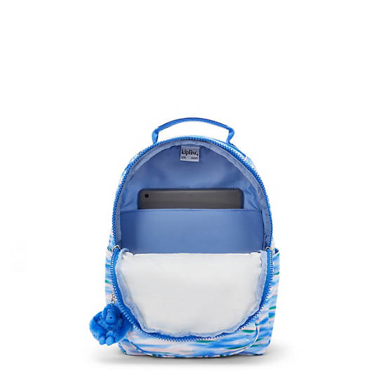 Kipling Seoul Printed Tablet Backpack Blue | HVURJ6321