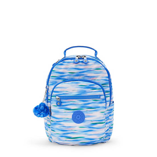 Kipling Seoul Printed Tablet Backpack Blue | HVURJ6321