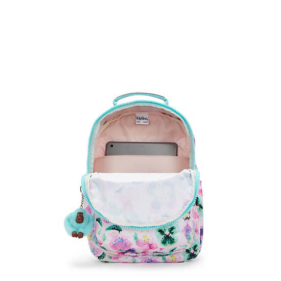 Kipling Seoul Printed Tablet Backpack Light Turquoise | SZIDL4318