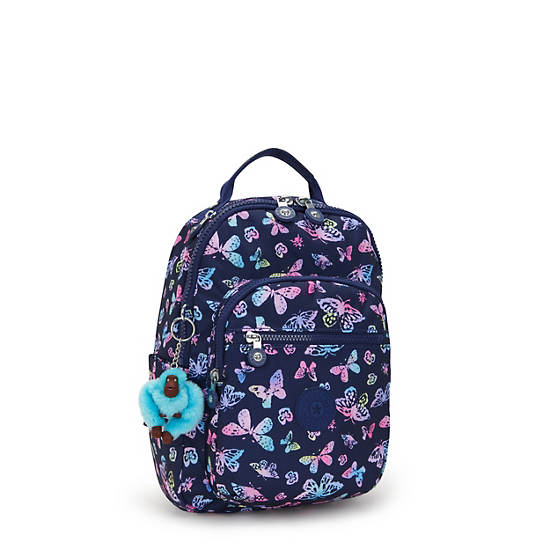 Kipling Seoul Printed Tablet Backpack Navy / Multicolor | TVULP4019