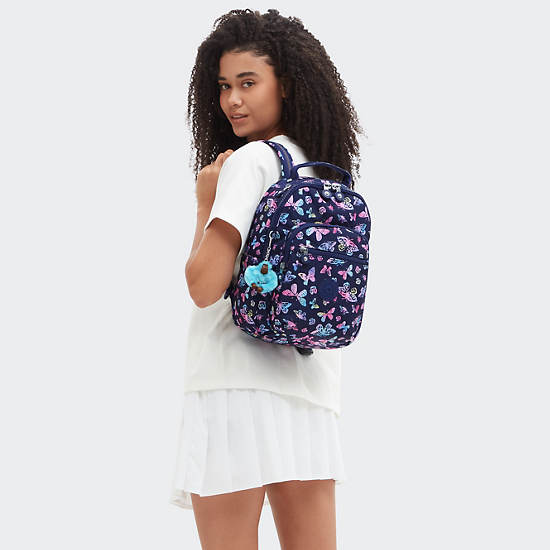 Kipling Seoul Printed Tablet Backpack Navy / Multicolor | TVULP4019