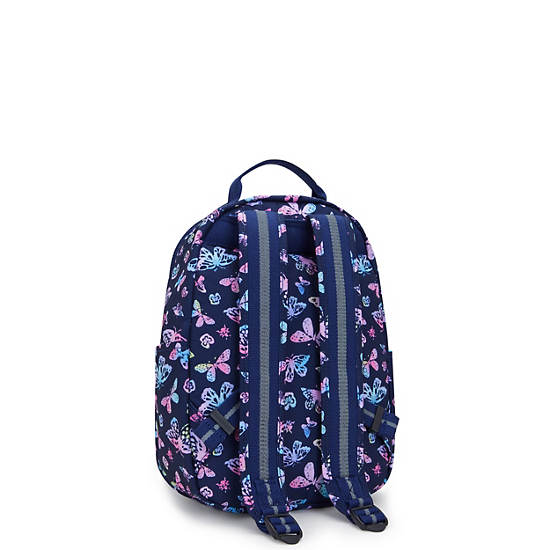 Kipling Seoul Printed Tablet Backpack Navy / Multicolor | TVULP4019