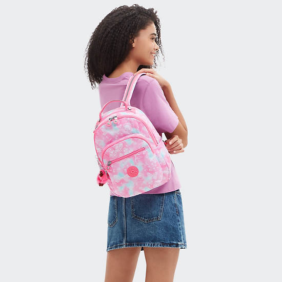 Kipling Seoul Printed Tablet Backpack Pink / White | QHJBW9670