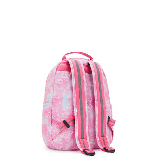 Kipling Seoul Printed Tablet Backpack Pink / White | QHJBW9670