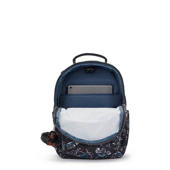 Kipling Seoul Small Printed Tablet Backpack Green | ITDHC6243