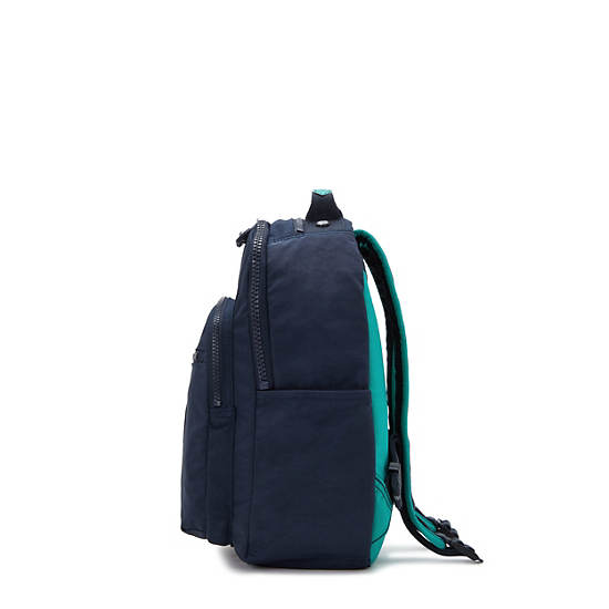 Kipling Seoul Small Tablet Backpack Blue / Green | SJAHW2915