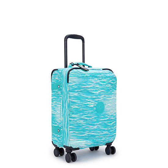 Kipling Spontaneous Small Printed Rolling Luggage Light Turquoise | LKPVH8462