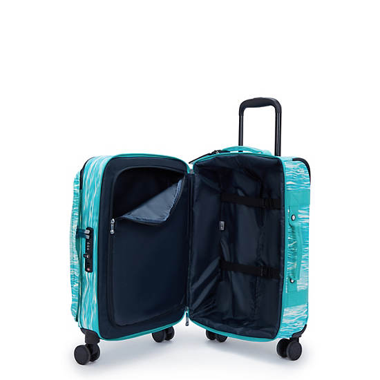 Kipling Spontaneous Small Printed Rolling Luggage Light Turquoise | LKPVH8462