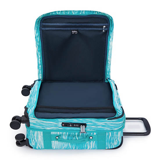 Kipling Spontaneous Small Printed Rolling Luggage Light Turquoise | LKPVH8462