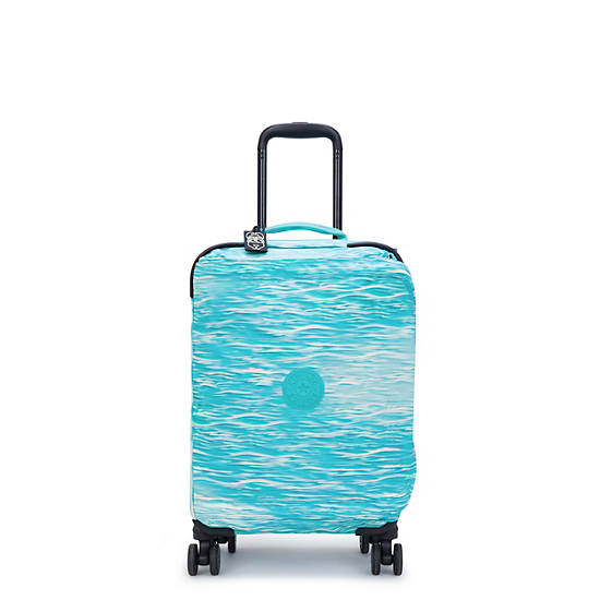 Kipling Spontaneous Small Printed Rolling Luggage Light Turquoise | LKPVH8462