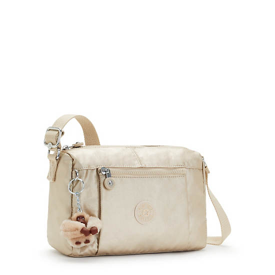 Kipling Wes Metallic Crossbody Bags Gold / Metal | VWGTM0682