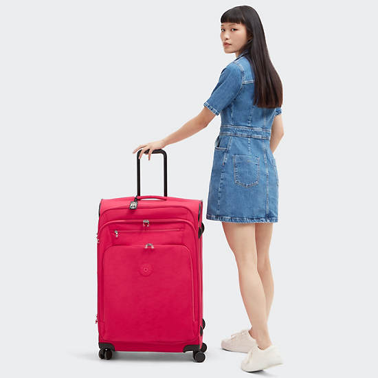 Kipling Youri Spin Large 4 Wheeled Rolling Luggage Pink | PDAXZ4189