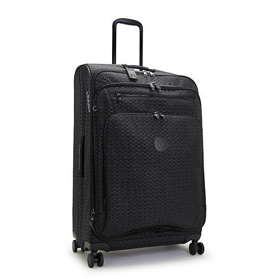 Kipling Youri Spin Large Printed 4 Wheeled Rolling Luggage Black | CLVNM7084