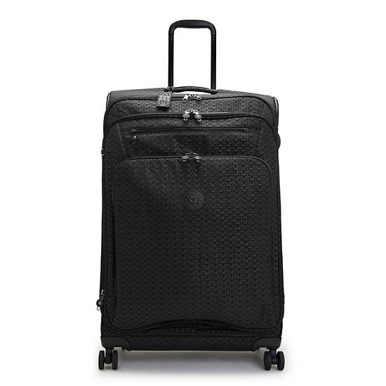 Kipling Youri Spin Large Printed 4 Wheeled Rolling Luggage Black | CLVNM7084