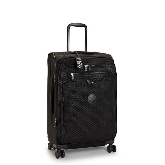 Kipling Youri Spin Medium Printed 4 Wheeled Rolling Luggage Black | KXGIL7602