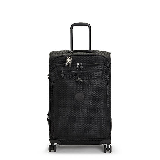 Kipling Youri Spin Medium Printed 4 Wheeled Rolling Luggage Black | KXGIL7602